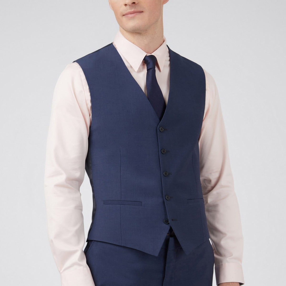 TED BAKER slim fit panama blue waistcoat