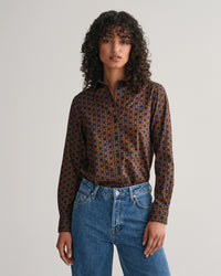 Regular Fit Geometric Cotton Voile Shirt