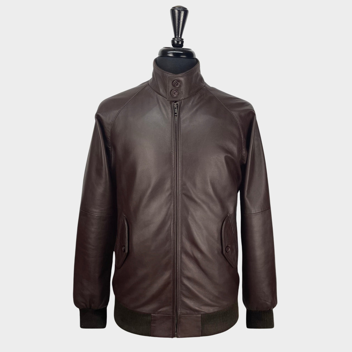 Real Hoxton Brown Leather Harrington