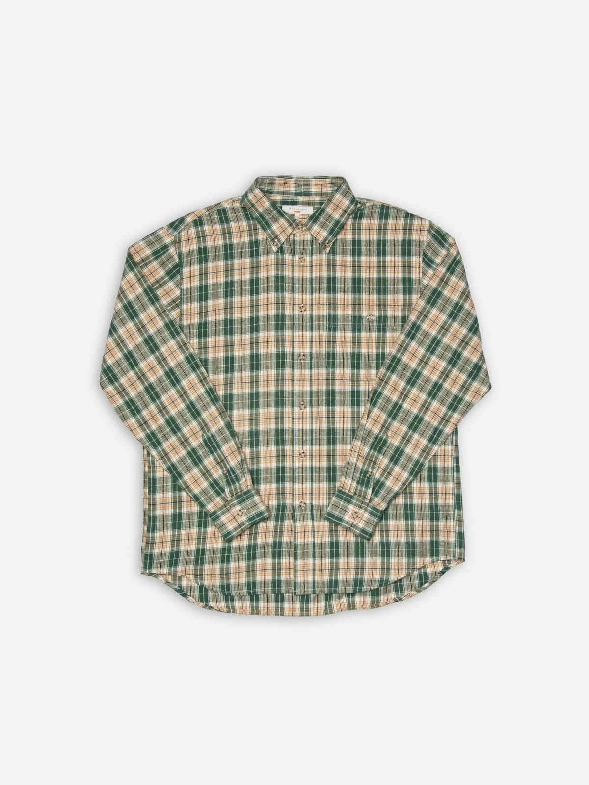 Nudie Julian Farmers Check Shirt Racing Green