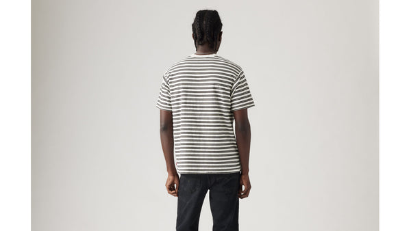 LEVI'S  red tab vintage tee - miles stripe white sand french terry