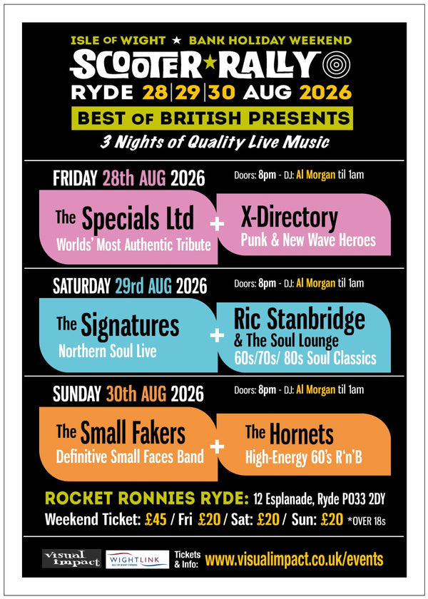 Sunday 30th August Bank Holiday IOW Weekend 2026 - The Small Fakers & The Hornets