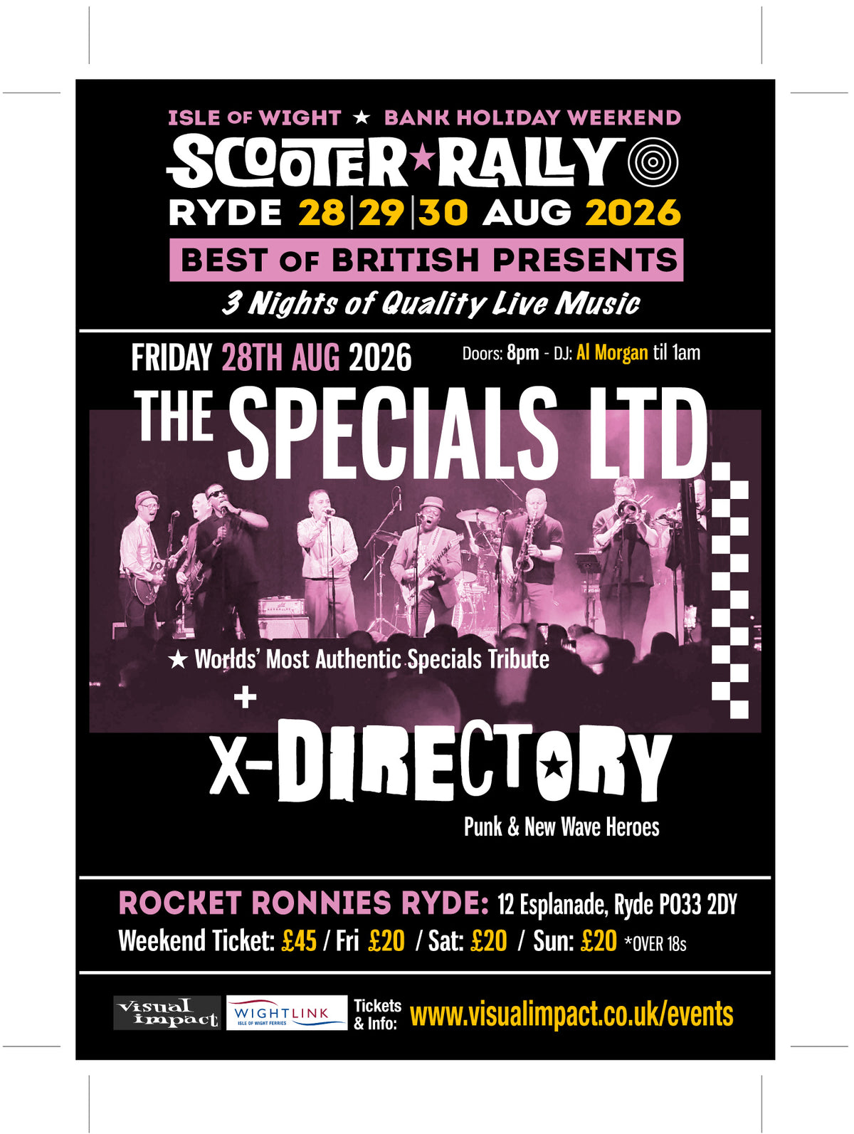 Friday 28th August Bank Holiday IOW Weekend 2026 The Specials Ltd