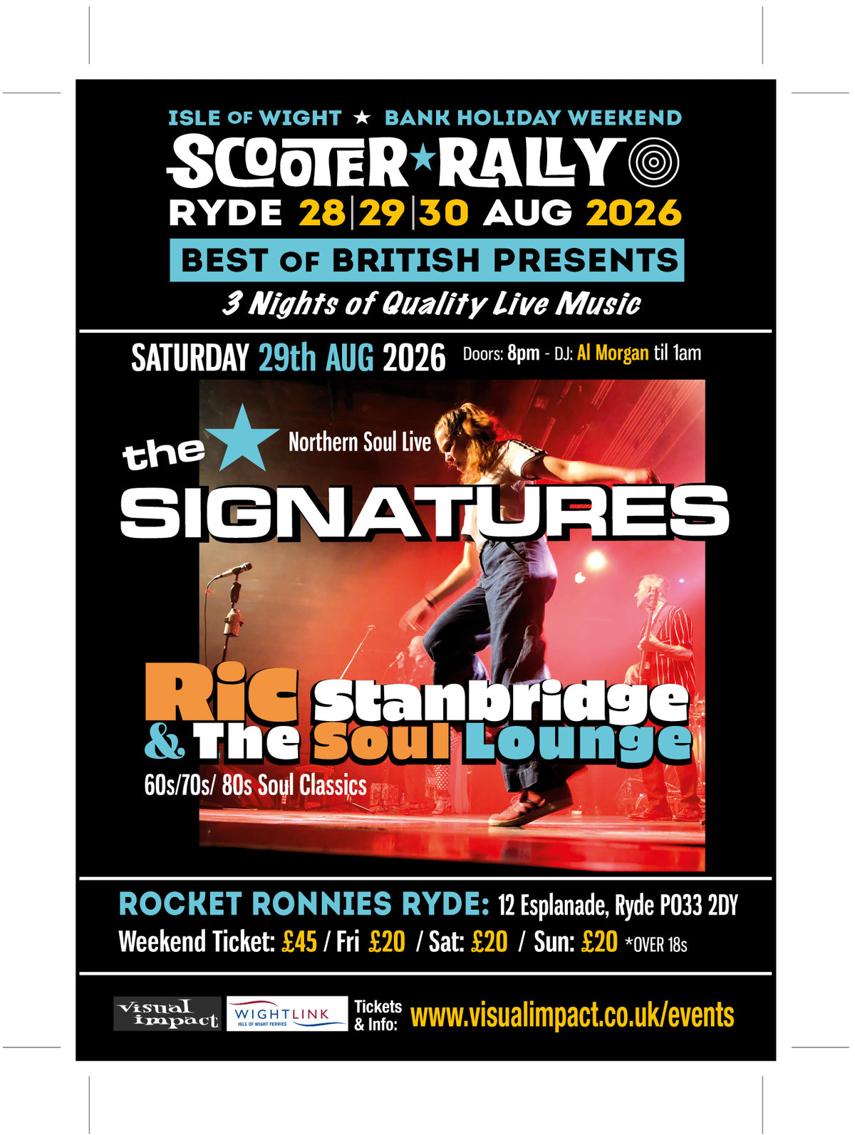 Saturday 29th August Bank Holiday IOW Weekend 2026 The Signatures & The Soul lounge