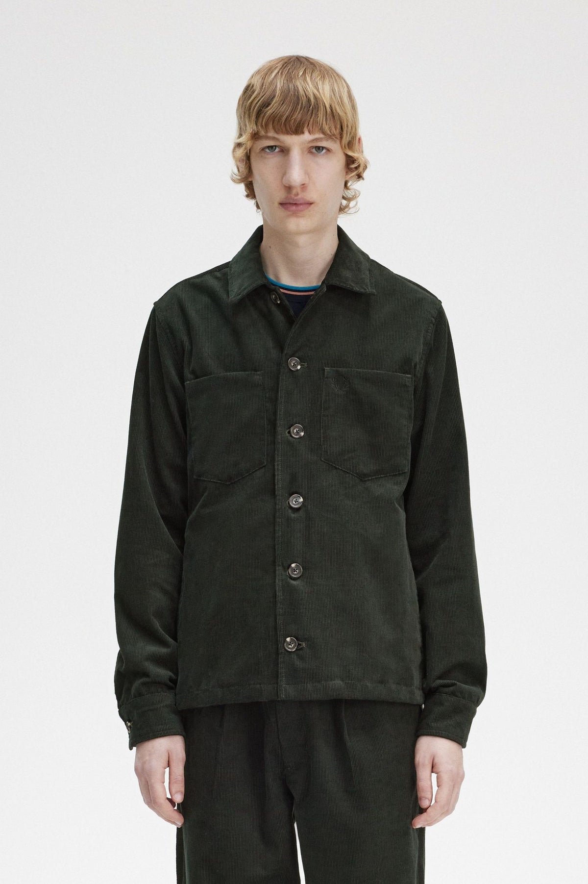 FRED PERRY M6595 OVERSHIRT - NIGHT GREEN