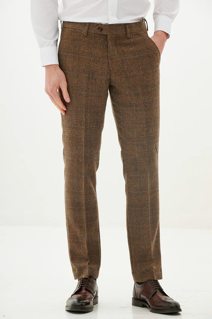 Marc Darcy Kris Tan Tweed Trousers
