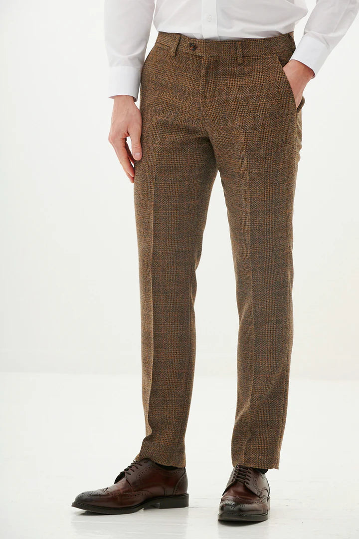 Marc Darcy Kris Tan Tweed Trousers