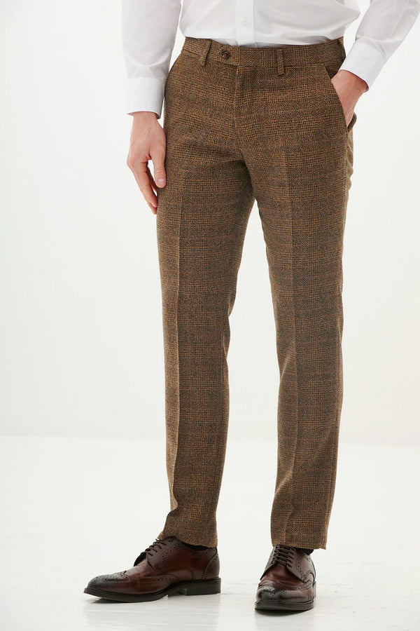 Marc Darcy Kris Tan Tweed Trousers