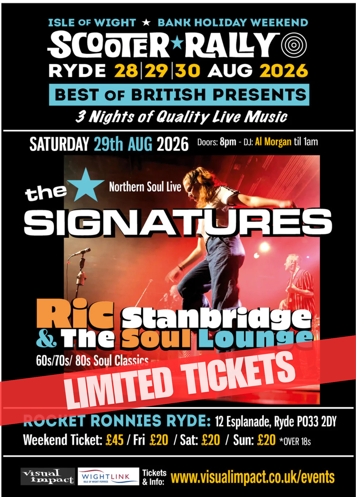 Saturday 29th August Bank Holiday IOW Weekend 2026 The Signatures & The Soul lounge