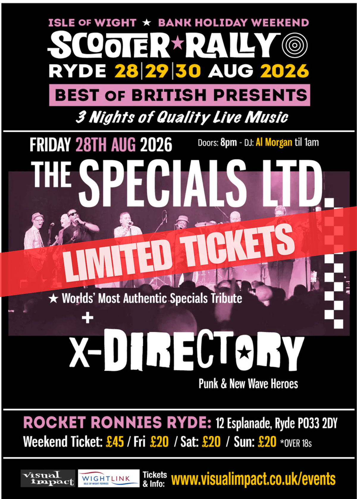 Friday 28th August Bank Holiday IOW Weekend 2026 The Specials Ltd