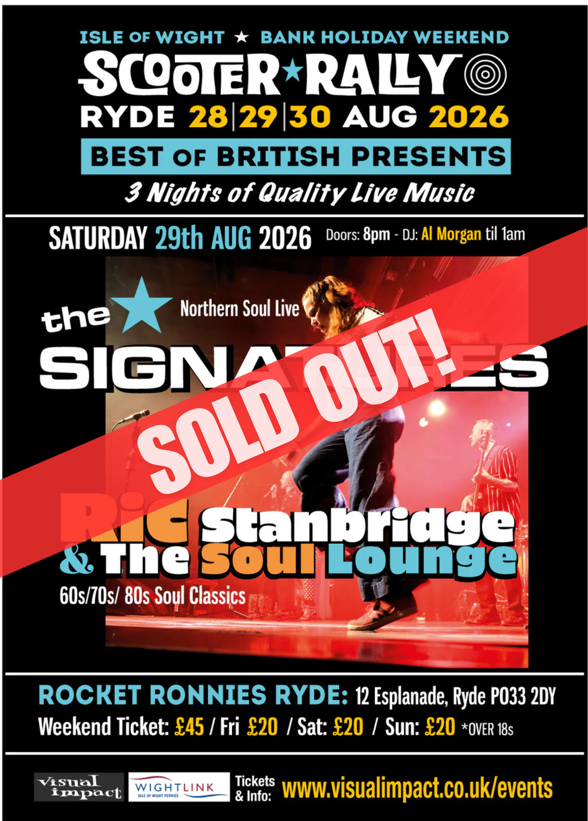 Saturday 29th August Bank Holiday IOW Weekend 2026 The Signatures & The Soul lounge