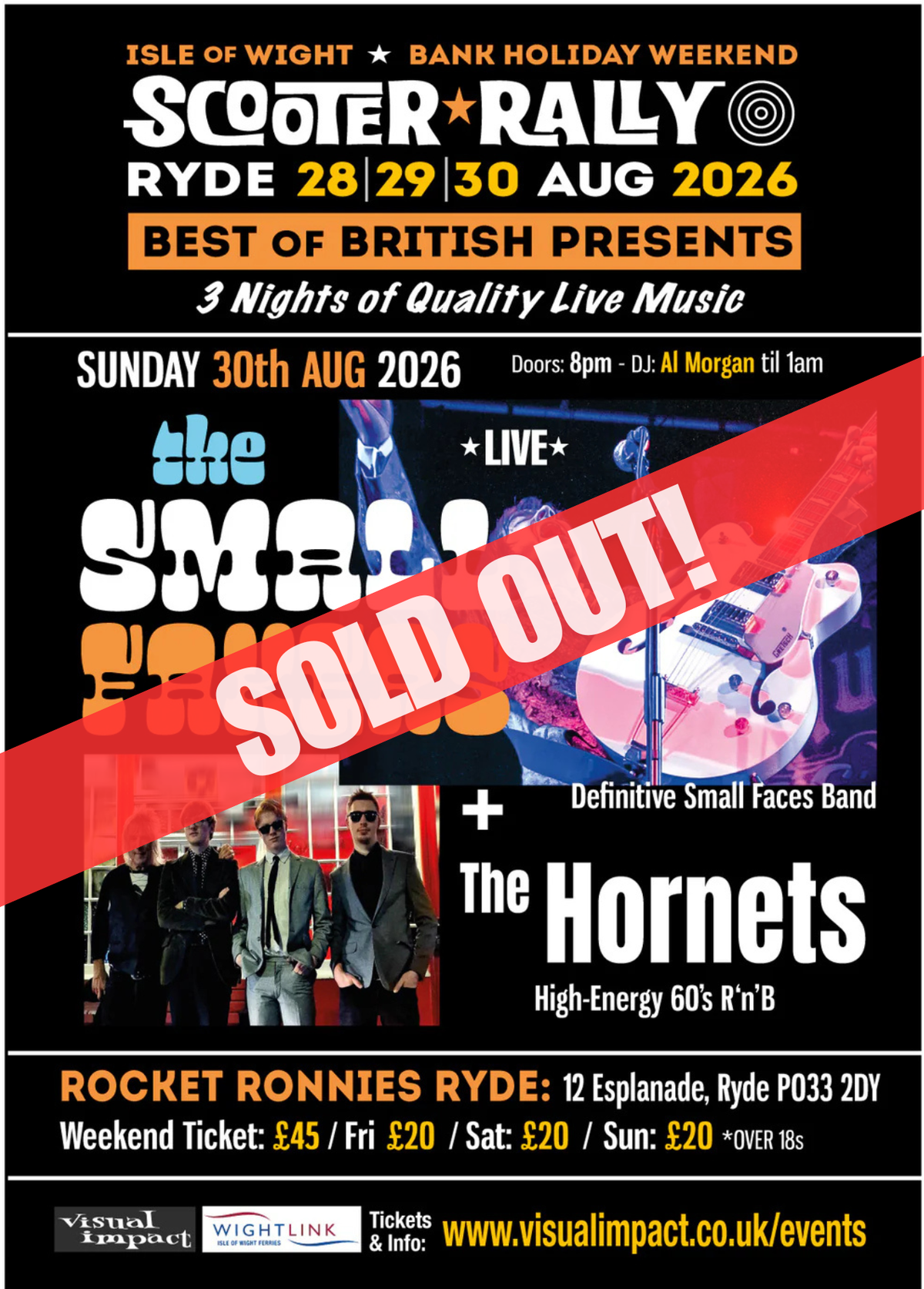 Sunday 30th August Bank Holiday IOW Weekend 2026 - The Small Fakers & The Hornets
