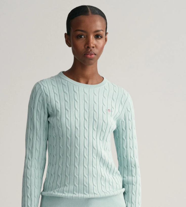 GANT - Stretch Cotton Cable Knit Crew Neck Sweater