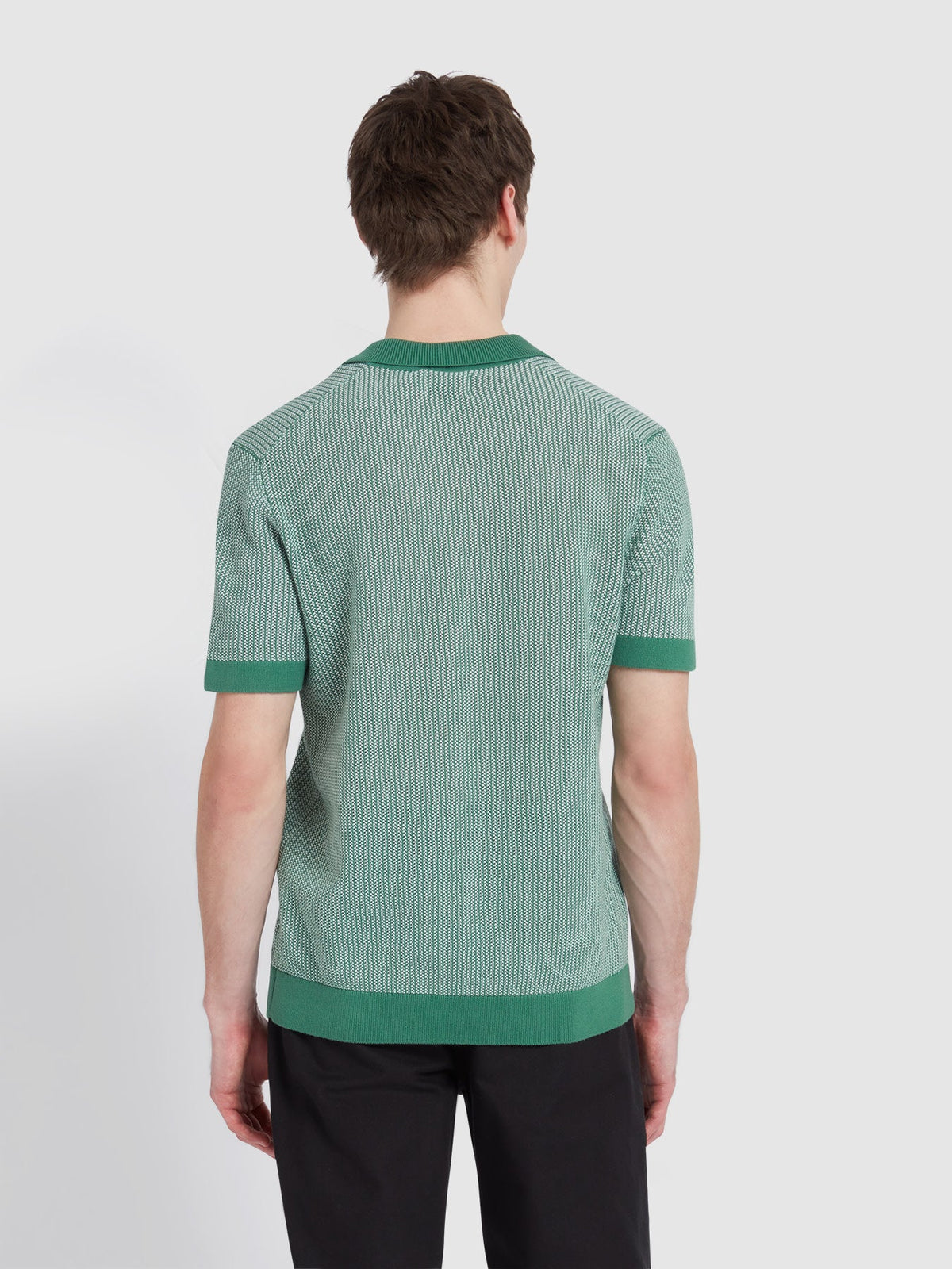 Farah Sandford Knitted Polo Shirt In Green Meadow