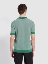 Farah Sandford Knitted Polo Shirt In Green Meadow