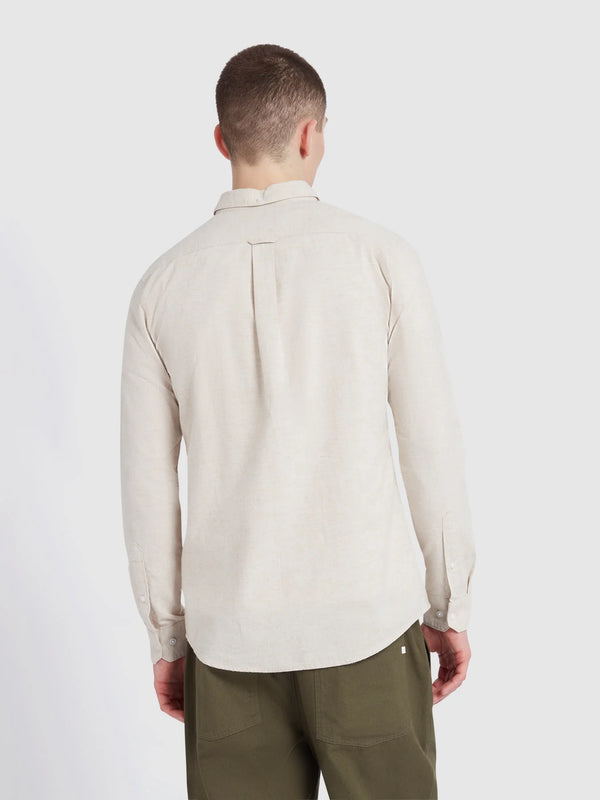 Farah Steen Slim Fit Brushed Organic Cotton Shirt In Hazelnut Marl