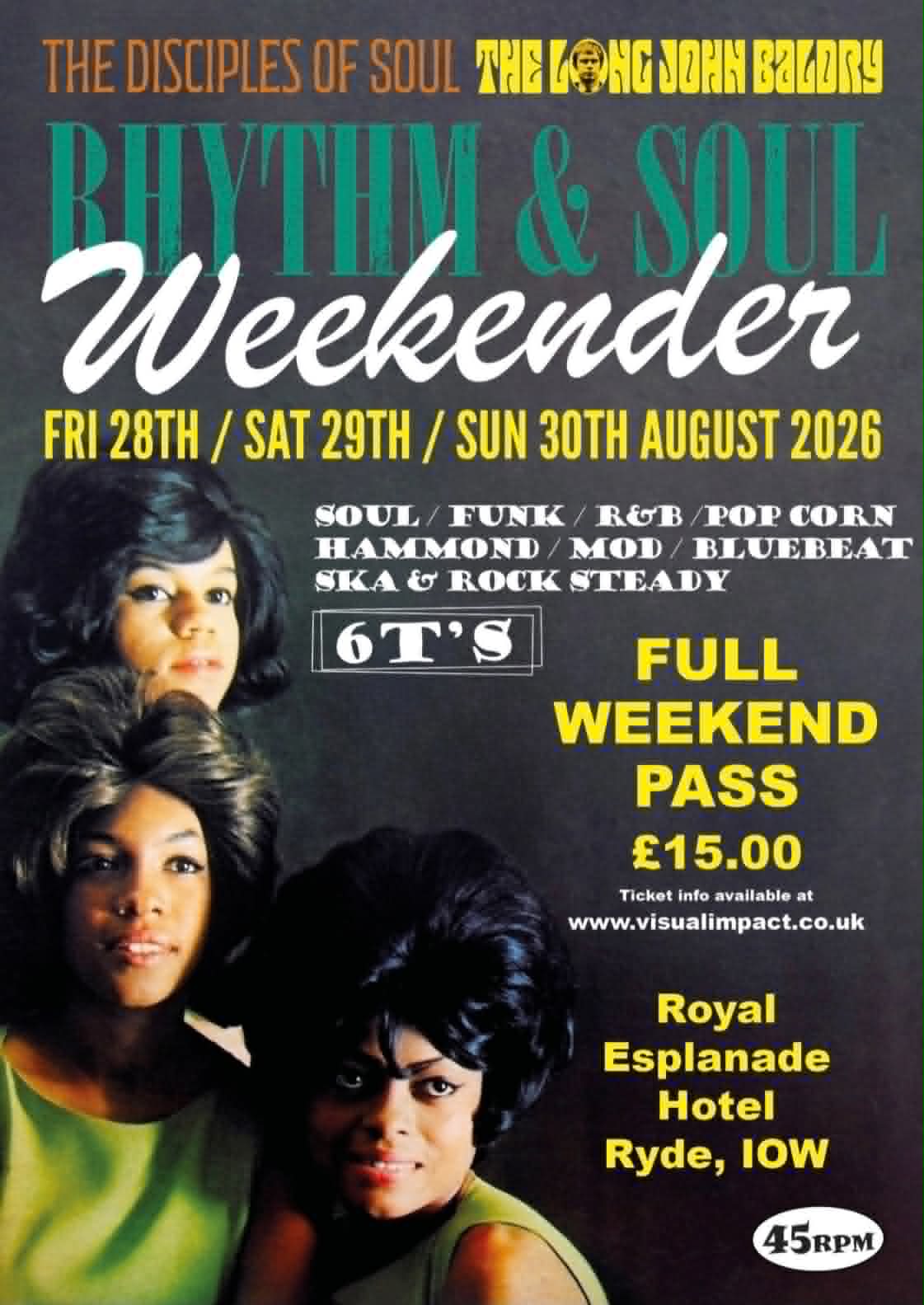 IOW August Bank Holiday 2026 Rhythm & Soul Weekender - Esplanade Hotel