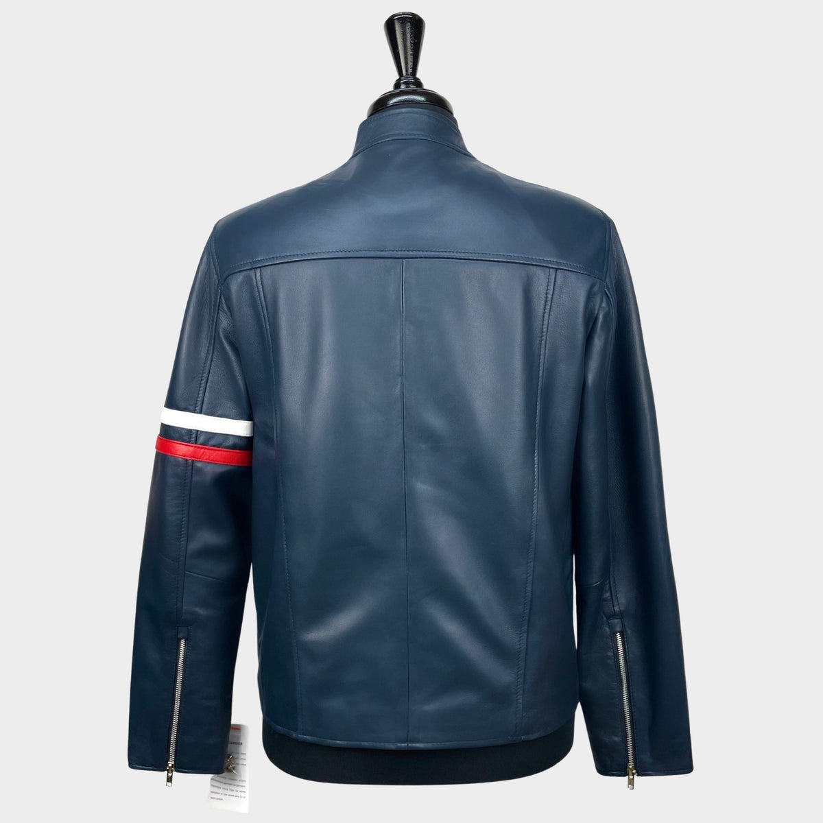 Real Hoxton Navy Cafe Racer Rally Leather Jacket