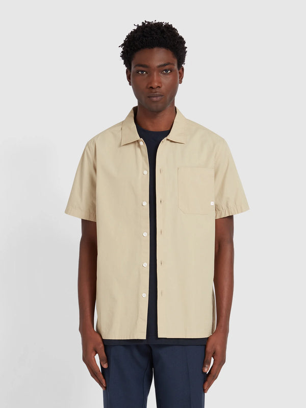 Farah Ossie Short Sleeve Paper Touch Shirt In Hazelnut