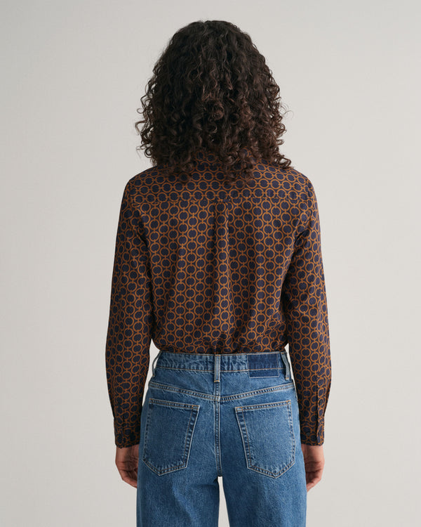 Regular Fit Geometric Cotton Voile Shirt