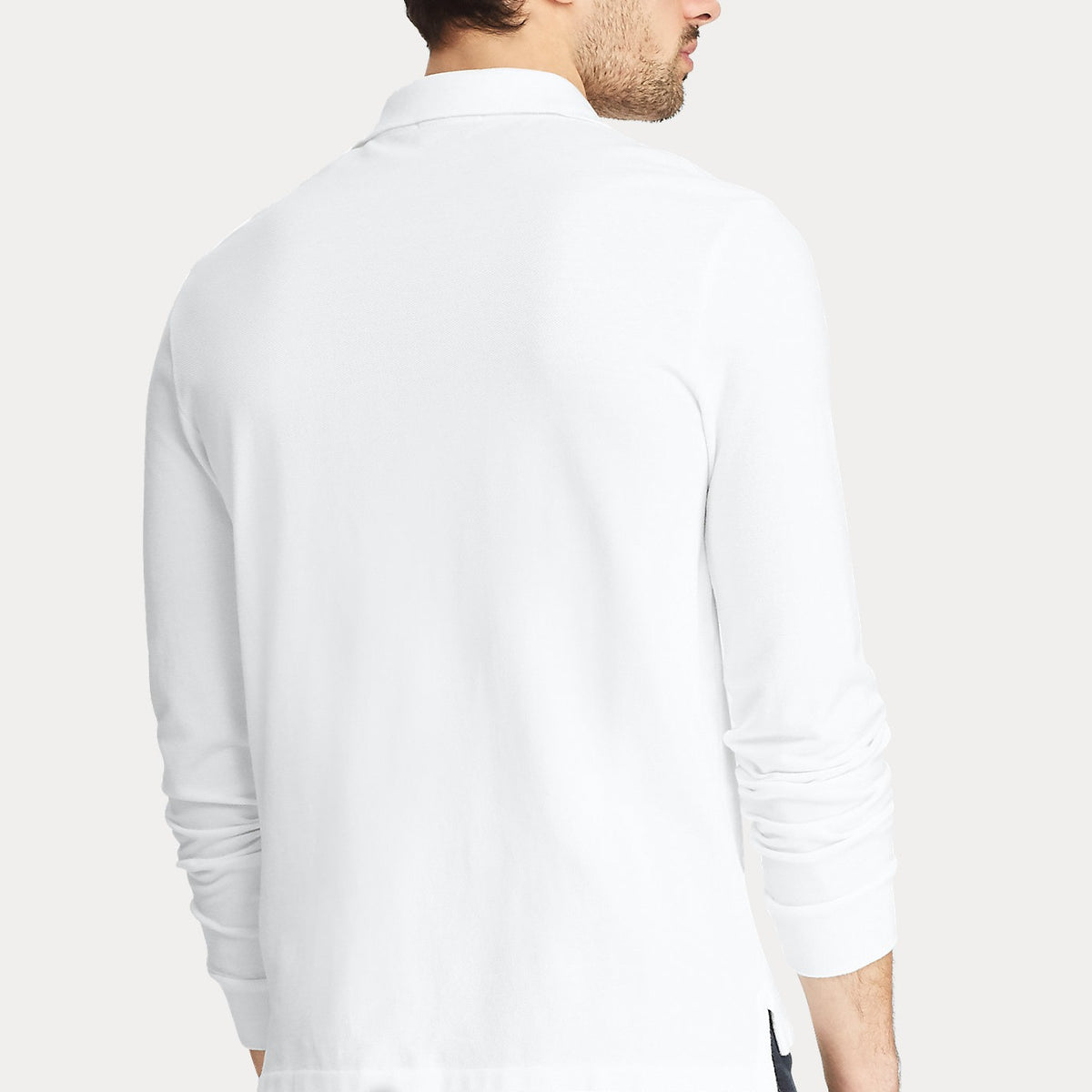 Ralph Lauren Slim Fit Mesh Long-Sleeve Polo White