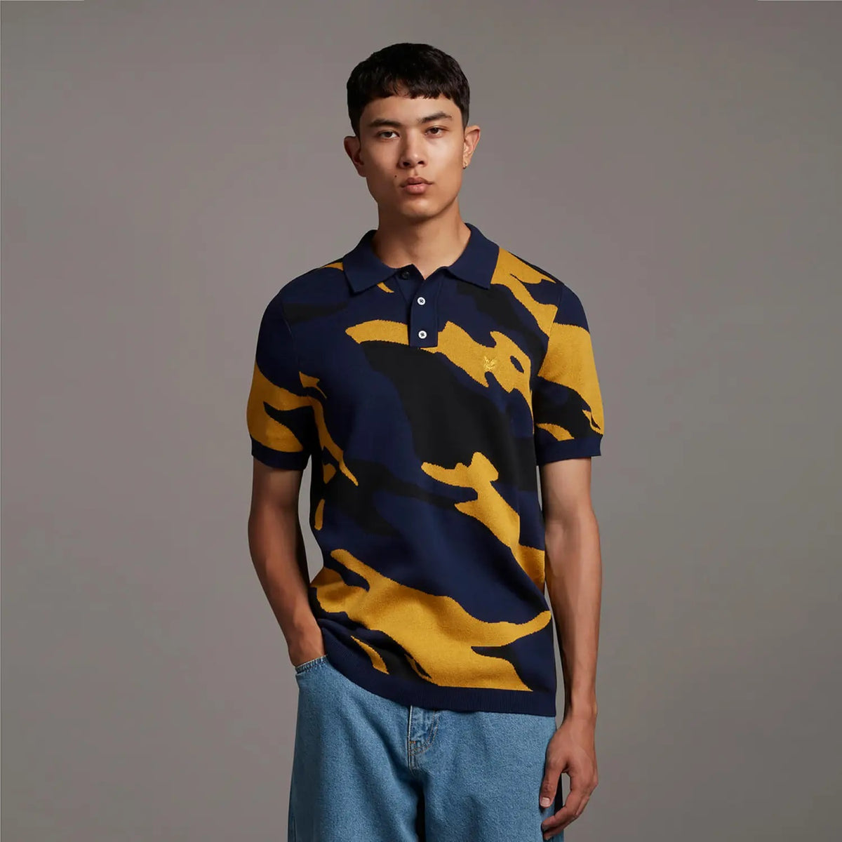 Lyle & Scott Archive Abstract Jacquard Polo - Navy