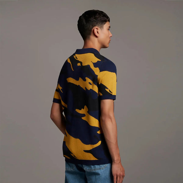 Lyle & Scott Archive Abstract Jacquard Polo - Navy