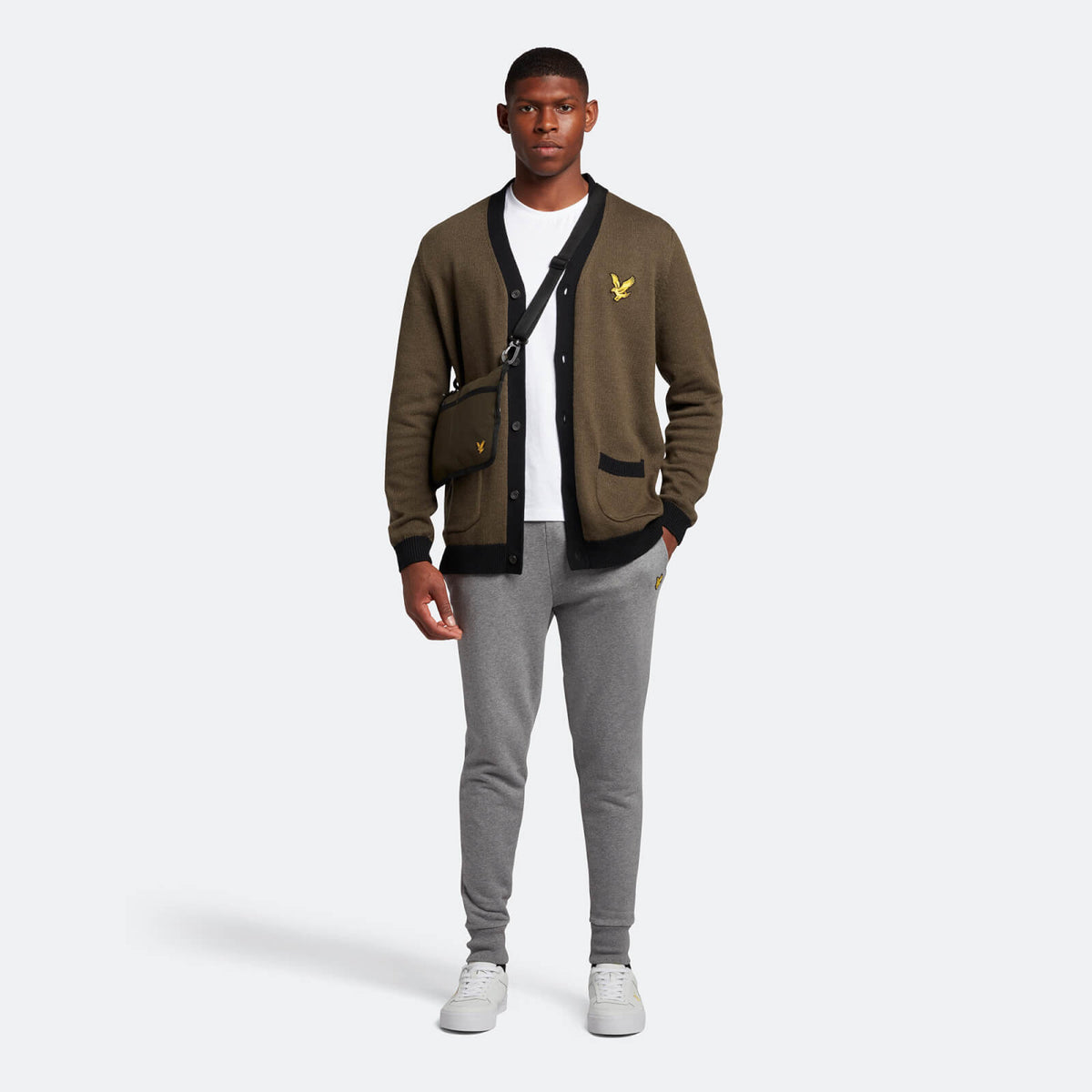 Lyle & Scott Men's Block Marl Cardigan - Olive Marl/Jet Black