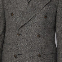 Gibson Vickers Charcoal And Ecru Herringbone Overcoat