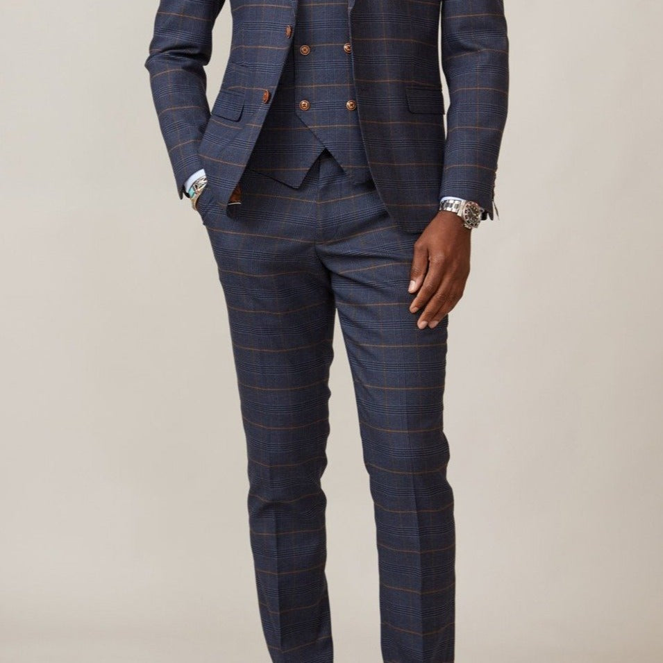 MARC DARCY JENSON - MARINE NAVY CHECK TROUSERS