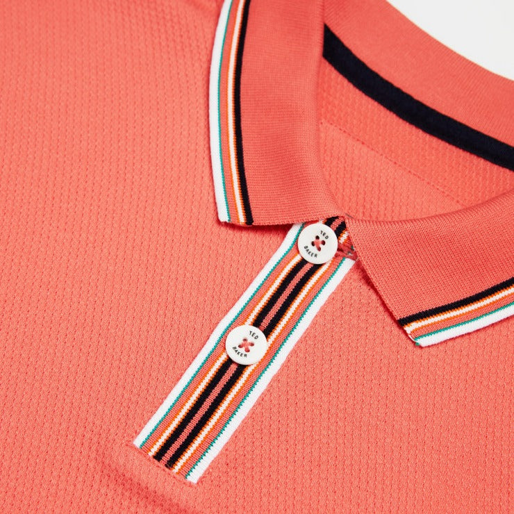 TWITWOO Stripe collar polo shirt - Coral