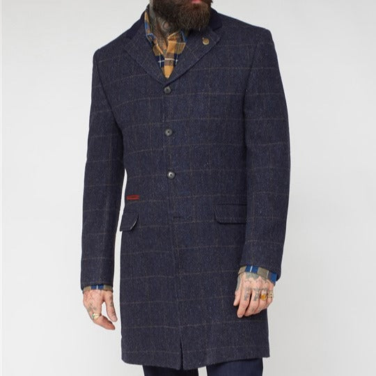 Gibson Navy Shetland Herringbone Overcoat