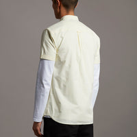 Lyle & Scott Men's Gingham Shirt With Short Sleeve White/Lemon