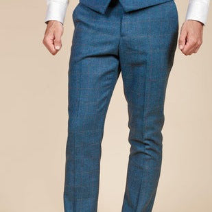 Marc Darcy Dion Blue Tweed Check Trouser