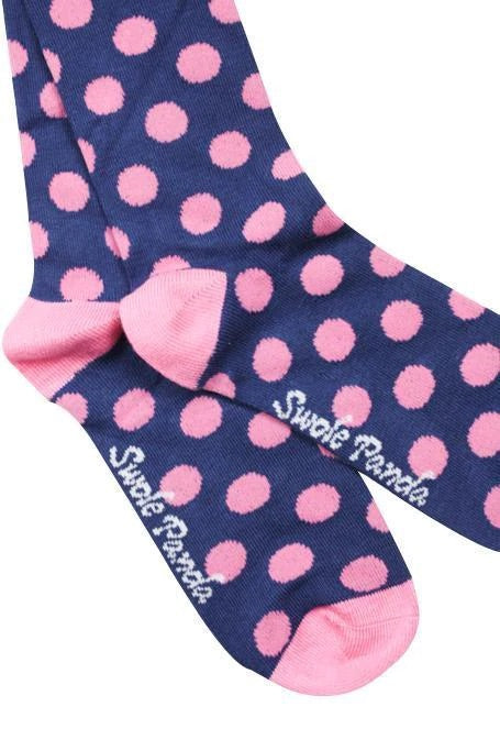 NAVY AND PINK POLKA DOT BAMBOO SOCKS