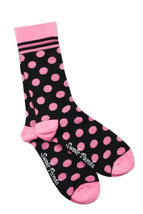 BLACK AND PINK POLKA DOT BAMBOO SOCKS