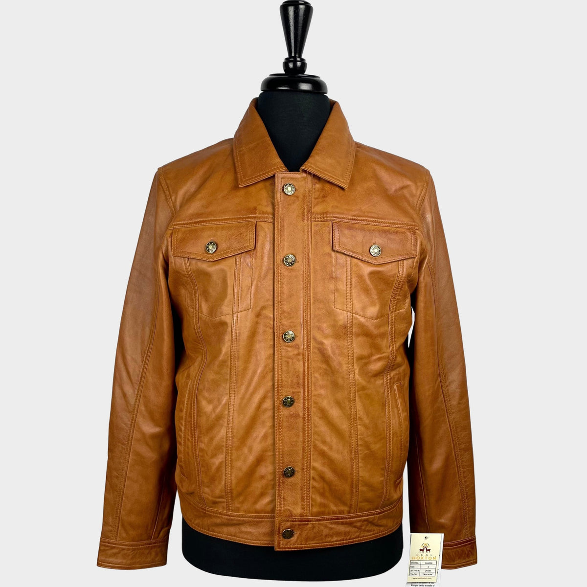 Real Hoxton Tan Leather Trucker Jacket