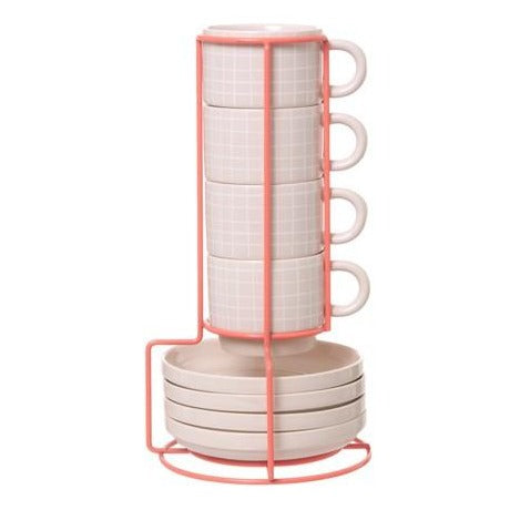 Present Time Espresso Tower with Saucers - Nude Pink