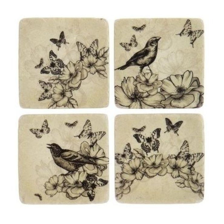 London Ornaments Ceramic Coasters - Bird & Butterfly